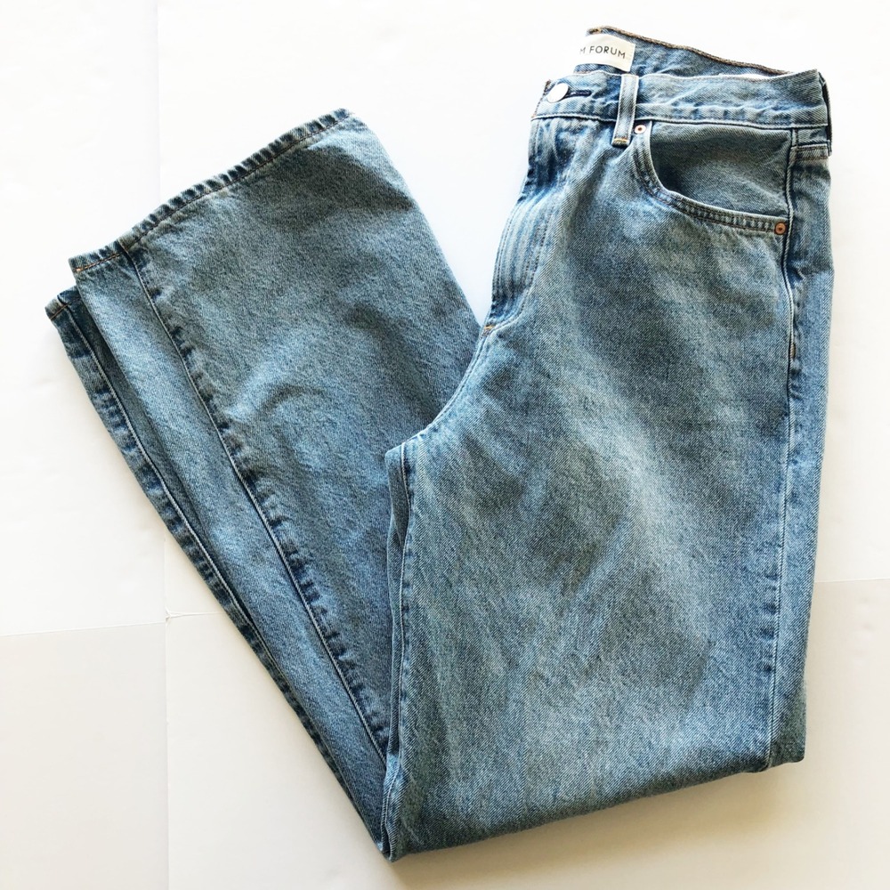 Aritzia Denim Forum Jeans Womens 28 Farrah Hi-Rise Wide Leg Jeans Light Blue - Picture 2 of 11